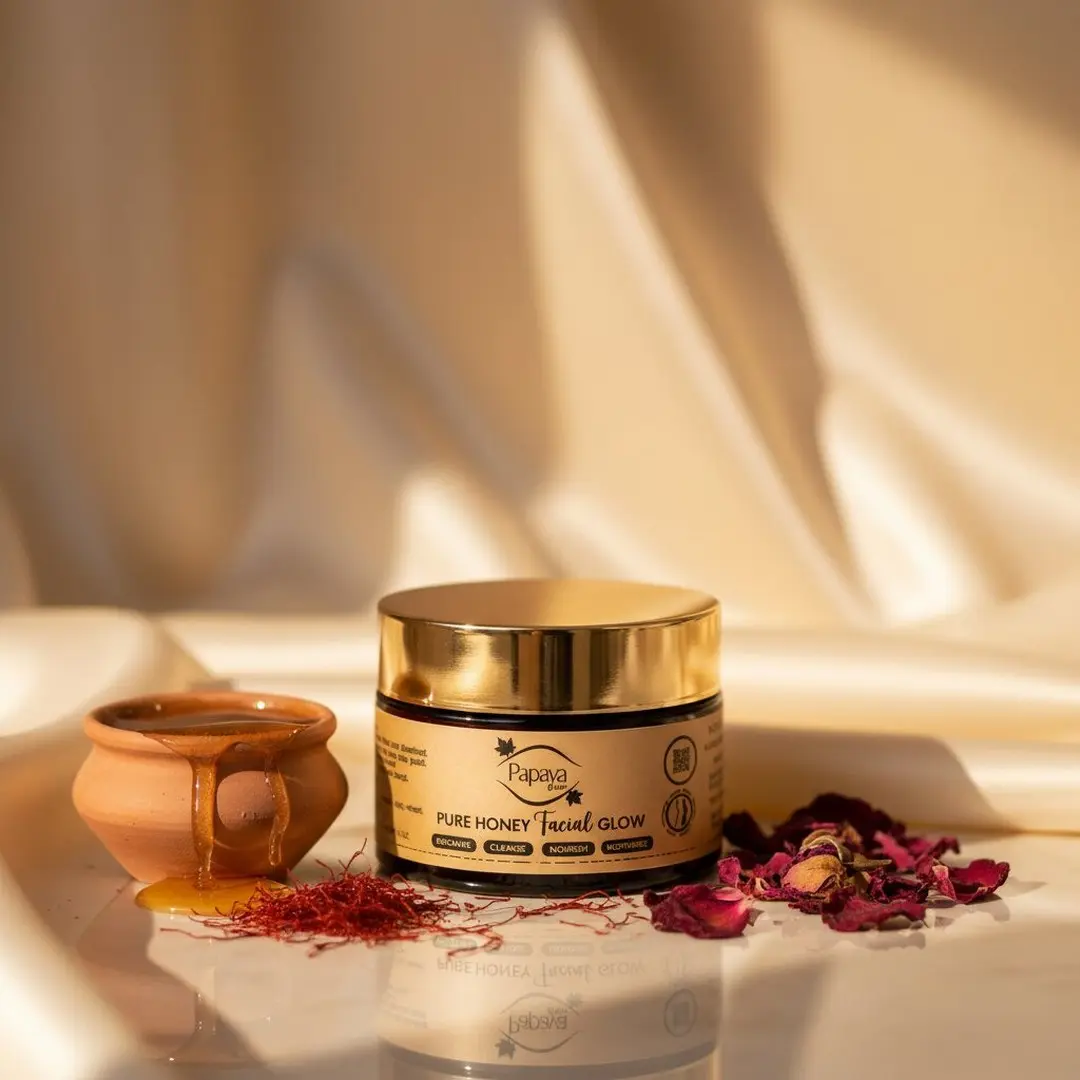 Saffron Facial Glow: Pure Honey Brightening Scrub & Mask for Uneven Tone & Dark Spots