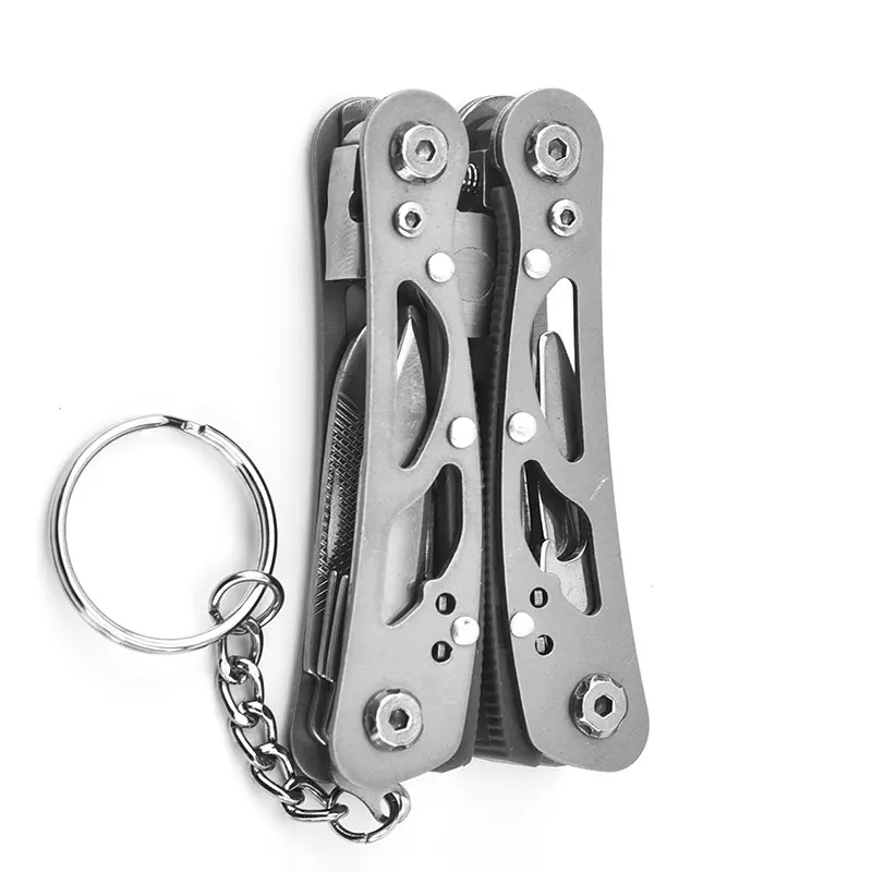 Mini Multifunctional Pliers, Foldable Pocket Edc Tool, Stainless Steel Camping Fishing Multi-Tool Keychain, Silver Color, Polished Finish, Folding Pocket Multitool