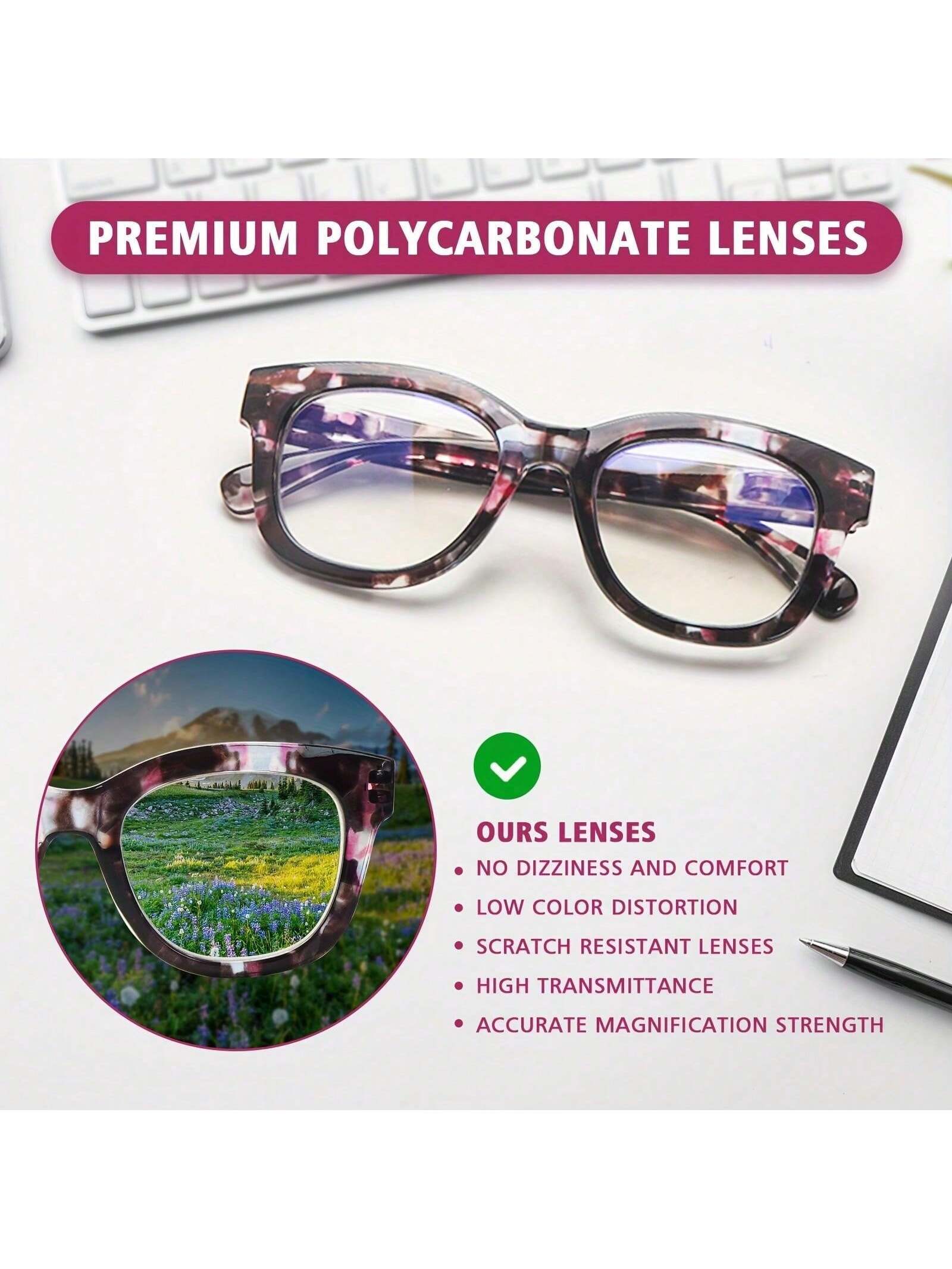 COJWIS 3 Pack Oprah Style Reading Glasses Blue Light Blocking Computer Readers Fashion Quality with Spring Hinge Eyeglasses for Men and Women