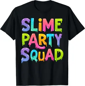 Slime Party Squad Funny Kids Boys Girls Birthday Matching T-Shirt top，cool tees，shirts women，100%cotton