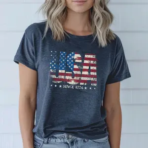 Distressed USA Since 1776 Tee Retro American Flag Patriotic T-Shirt