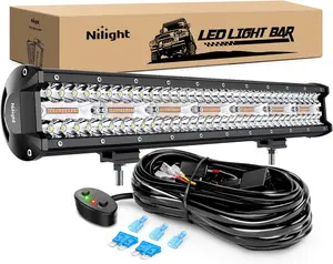 Nilight 20Inch 420W LED Light Bar Spot Flood Amber White Strobe 6 Modes with Memory Function Off-Road Truck Car ATV SUV Cabin Boat with 16AWG Wiring Harness Kit-1 Lead road light led  dealsforyoudays, Led Work Light, Off Road Lights