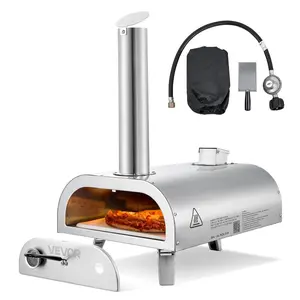 Summervibes VEVOR Dual Fuel Pizza Oven Outdoor, 12 Inch Wood Fire Propane Gas Pizza Oven, Pellet Propane Pizza-Maker with Thermometer, Stainless Steel Pizza-Cook for Outside Camping Backyard
