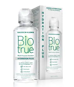Biotrue Hydration Plus Contact Lens Solution, Multi-Purpose for Soft Lenses, Hydrates with Hyaluronan, Cleans, Clears, and Disinfects for All-Day Comfort, 4 Fl Oz (Pack of 1)