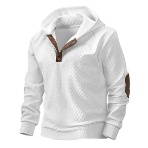 Men's solid color hoodie with texture, patchwork design casual long-sleeve top, men's spring and autumn hoodie, men's clothing, sports apparel, new spring style for middle-aged and elderly fathers, business casual fashion trendy jacquard knit sweater, men