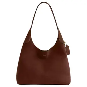 COACH Brooklyn 34 Medium Women's Shoulder Bag in Warm Brown with Gold Lettering and Genuine Leather