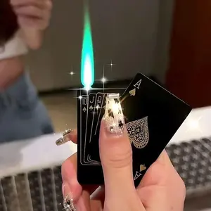 Cool Lighter, Playing Card Lighter - Windproof Butane Jet Light, Metal Design, Suitable for Indoor and Outdoor Use, Great for BBQs, Candles and Gifts (Butane Gas Not Included), Candle Lighter | Stylish Metal Lighter | Flame Effect, Candle Lighter