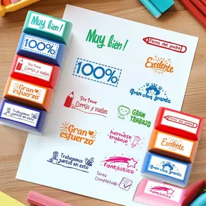 Colorful Spanish Teacher Stamp Set, 12pcs/set Motivational Grade Stamp, Teacher Incentive Stamp, School Supplies, Office Stationery & Supplies