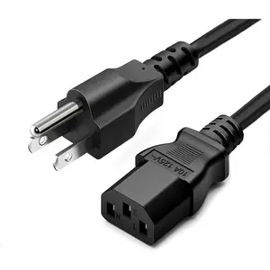 3 Prong AC Power Cord 10ft Long Standard |   125V-250V |   for Computer, Monitor, TV, Printer, Power Supply PSU Electric Cable Replacement Power Cord