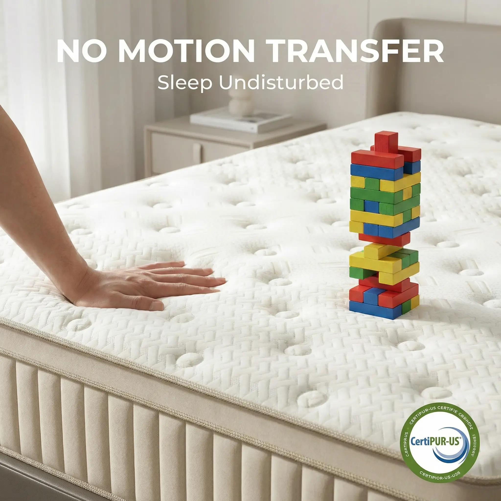 SEEUO 10/12/14 Inch Medium Firm Hybrid Mattress in a Box, Memory Foam & Pocket Springs, Lumbar Support, Motion Isolation, Twin/Full/Queen/King