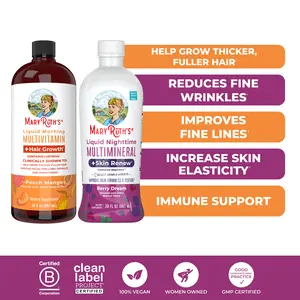 MaryRuth's Hair Growth & Skin Renew Bundle - Liquid Morning Multivitamin + Hair Growth Peach - Liquid Nighttime Multimineral + Skin Renew MaryRuth's Hair Growth & Skin Renew Bundle - Liquid Morning Multivitamin + Hair Growth Peach - Liquid Nighttime Multimineral + Skin Renew