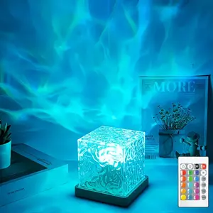 Rechargeable Shower Light No Wiring, 16 Color Changeable Ocean Wave Projector Light, Dimmable Waterproof Shower Lamp with Remote, Rotating Flame Water Ripple Lamp for Shower, Bathroom, Bedroom Decor