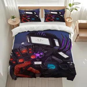 3pcs Skibidi Toilet Printed silky-textured polyester three-piece set, with unique interpretation of holiday-themed patterns. It is an excellent choice for exquisite Christmas gifts. It is suitable for and in, 1 Duvet Cover + 2 Pillowcases (No Insert)