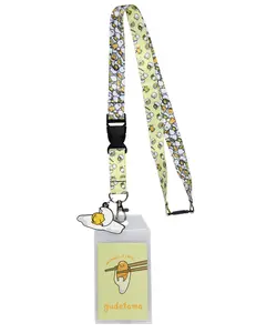 Sanrio Gudetama Seriously I Can't ID Badge Holder Breakaway Lanyard w/ 2" Lazy Egg Rubber Charm