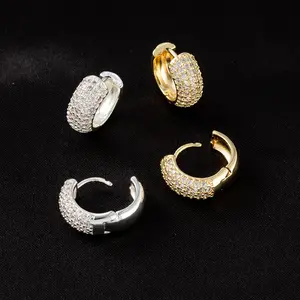 Hoop Earrings for Men, 14K Gold Plated Cartilage Huggie Earrings, Hypoallergenic Lightweight CZ Inlaid for Sensitive Ears