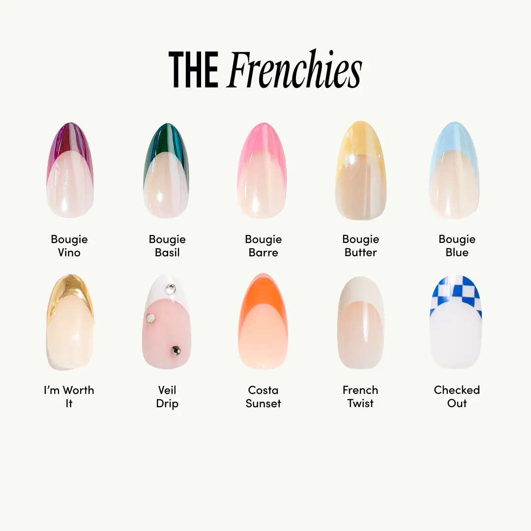 Bougie French Collection - Chilltips Press On Nails Iridescent Shimmer Salon Quality Rhinestone