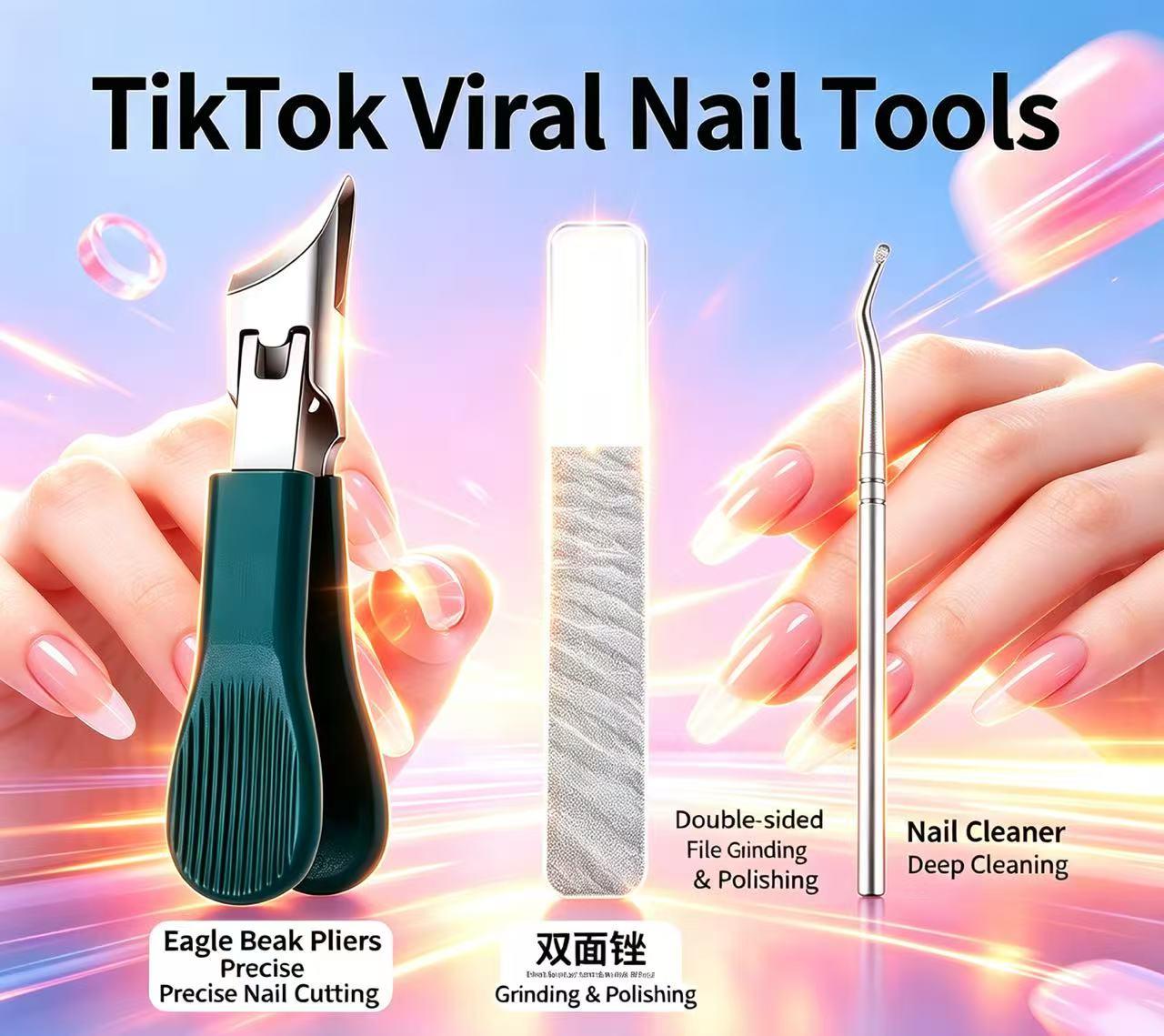 Three-in-One Precision Toe Clippers Set - Strength Design, Eagle Beak-shaped Chamfered Nail Clippers. Multi-functional Large Opening Splash-Proof Home Nail Clippers Set, Suitable for Home Use