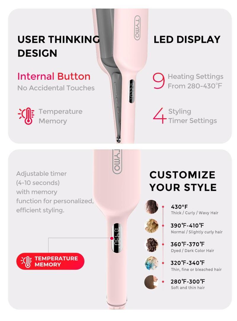 TYMO ROVY Beach Waves Curling Wand, Ionic Deep Waver Hair Curler Tool With Ceramic 3 Barrel For Women, Dual Voltage, Anti-Scald, Easy To Use Crimper Iron Hair Crimper Bed Head Waver Comfort, Hollywood Waves,Styling Kit,Negative Ion TYMO ROVY Beach Waves Curling Wand, Ionic Deep Waver Hair Curler Tool With Ceramic 3 Barrel For Women, Dual Voltage, Anti-Scald, Easy To Use Crimper Iron Hair Crimper Bed Head Waver Comfort, Hollywood Waves,Styling Kit,Negative Ion