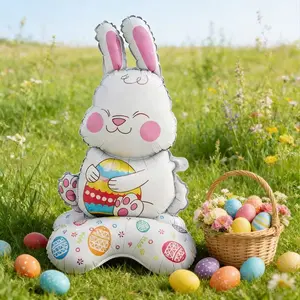 Cartoon Easter Party Decorations, Unusual Shaped Balloons, Hugging Egg Bunny Balloons, Multicolor, Ideal for Birthdays and Festivals