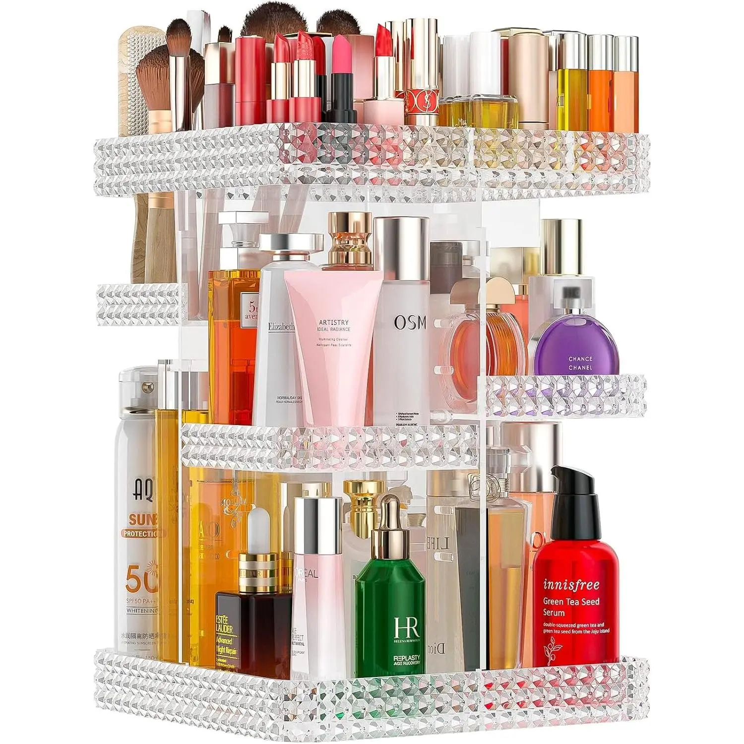 Makeup Organizer 360?Rotating  Clear Organizador De Perfumes, 7 Layers Large Makeup Organizers and Storage, Perfume Organizer for Vanity, Dresser (Plus Size Clear)