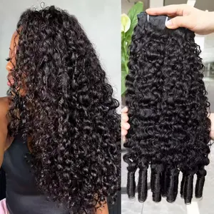 [New In] Leniku 14-22Inch Burmese Curly Miracle Knots Crochet Human Hair Extension Kinky Curly Feathered Human Crochet Hair Bundles For Black Women