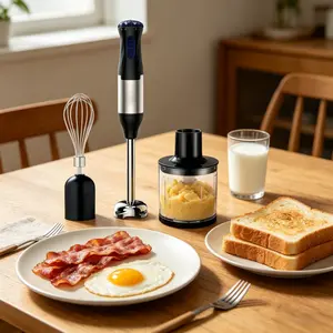 Immersion Blender Handheld Rope Blender Kit 700W, trigger variable speed 5-in-1 bar emulsifier with chopper, used for mixing and foaming soup, baby food, and smoothies with US standard plug