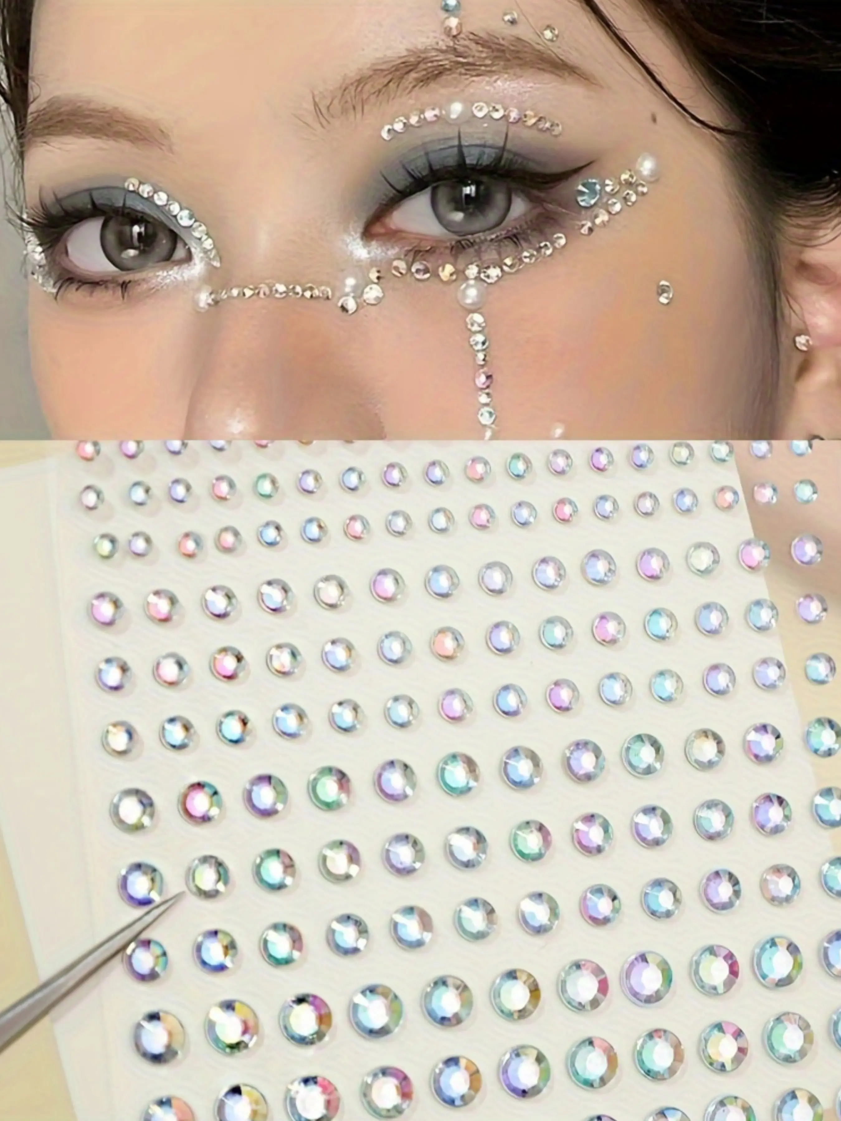 165pcs Self-Adhesive Rhinestone Stickers, Colorful Rhinestone Facial Jewelry, for Makeup, Eyes, Face, Hair, Nails, Body, DIY Crafts, DIY Craft Embellishments, DIY Craft Supplies