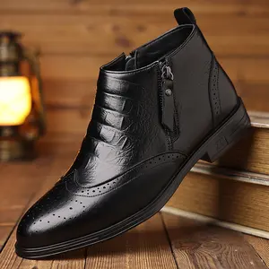 TikTok Black Friday Store Men's boots, fashionable embossed pattern men's boots, versatile fashion boots Formal Footwear Soft shoes