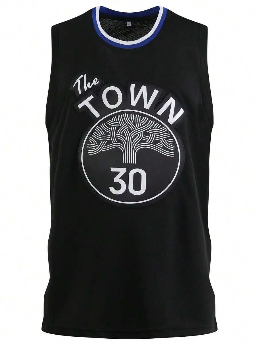 Mens #30 Black Basketball Jersey with Embroidery Stitching – Professional Athletic Sports Uniform | Premium Breathable Mesh Tank Top & Durable Stitched Team Graphics for On-Court Performance