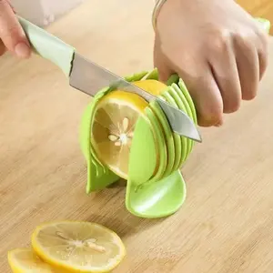 Multifunctional Lemon Tomato Slicer, Plastic Manual Design, Stainless Steel Blade, Non-Slip Handle, Kitchen Fruit Vegetable Egg Onion Cutter, Kitchen Gadget