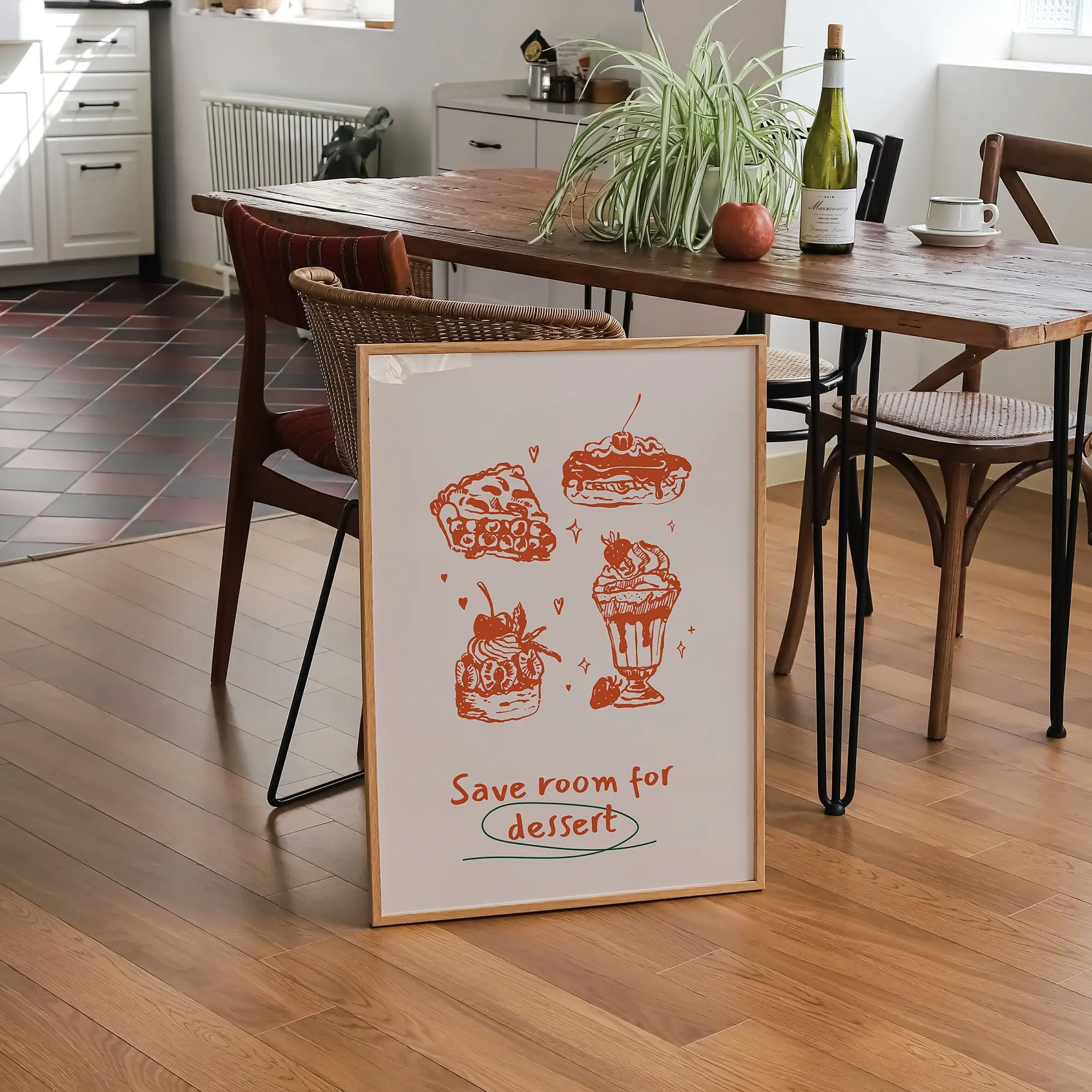 REDWOODSTOSEA Kitchen Desserts Poster, Food Lover Poster, Trendy Retro Art, Bar Decor
