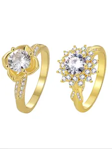 Flower Design Rhinestone Decorated Ring Set, Elegant Jewelry for Party, Daily Clothing Decor, Trendy All-match & Exquisite Jewelry for Birthday Gift