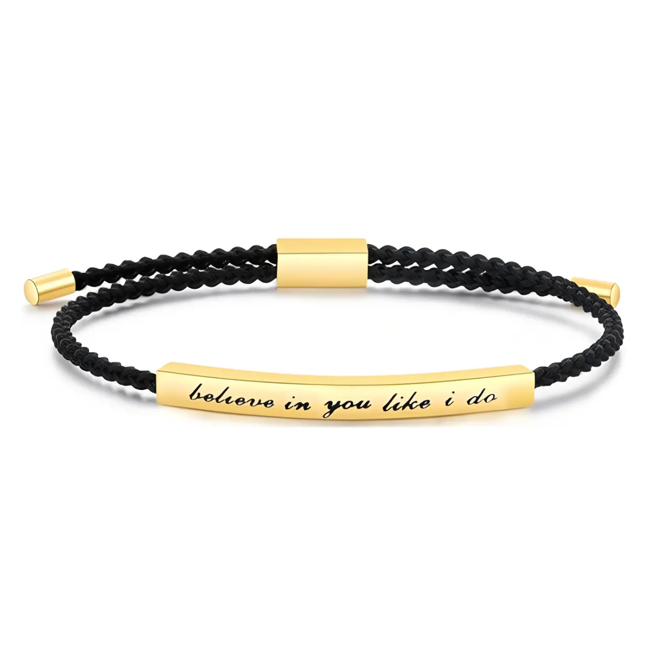 Durable Stainless Steel & Steel Nylon Bracelet - Adjustable Braided Wrap Accessory for Women & Men, Casual Daily Wear (Believe In You Like I Do), Inspiring Accessory, Tube Bracelet