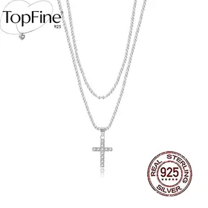 Sterling Silver 925 Cross Pendant Necklace with Synthetic Zirconia, 5.04g/0.178oz, Hypoallergenic, Sparkling Galaxy Design, Religious Symbol Themed, Classic Party Style, Ideal for Mother'S Day & Valentines Day Gift