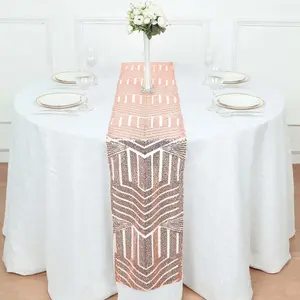 Sequin Table Runner 12"x108" Rose Gold - Diamond Glitz Table Decor