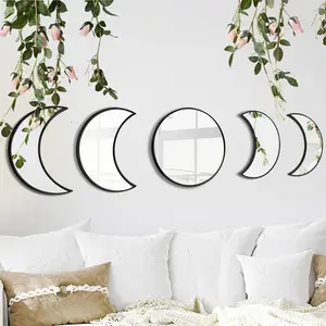 Easter Gift Moon Phase Mirror Set – Crystal Clear Reflection Glass Mirrors for Love-Inspired Wall Decor – Perfect for Living Room