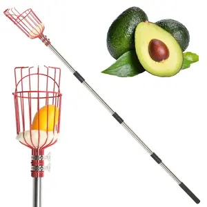 CalidoCasa 13FT Adjustable Fruit Picker Tool with Basket, Stainless Steel Telescopic Fruit Harvester for Apple, Orange, Mango, Avocado Picking for Gardeners, Farmers & Backyard Tree Owners