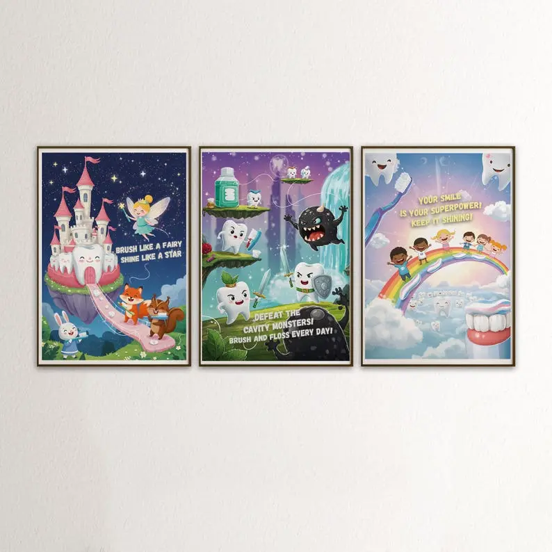 Dental Office Decor Poster Set, Dentist  Art, Dental Office , Dental Clinic Decor