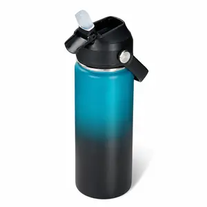 18oz Insulated Stainless Steel Water Bottle with Silicone Straw – Leakproof Double Wall Vacuum Flask