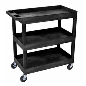 212 MAIN Luxor EC111-B 3-Shelf Polyethylene Utility Cart with Tub Shelves, Home Organiser, Plastic Storage Racks