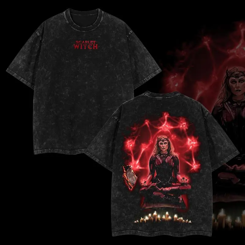 Scarlet Witch Menswear Gift for Movie Fans Top Apparel Classic Oversized Seamless Simple Straight Man Designer Shirts Men's Regular Fit Floral Print Tee Heavyweight Cotton T-Shirts Featuring Epic Panther Design Retro Oversized Cotton Graphic Tee