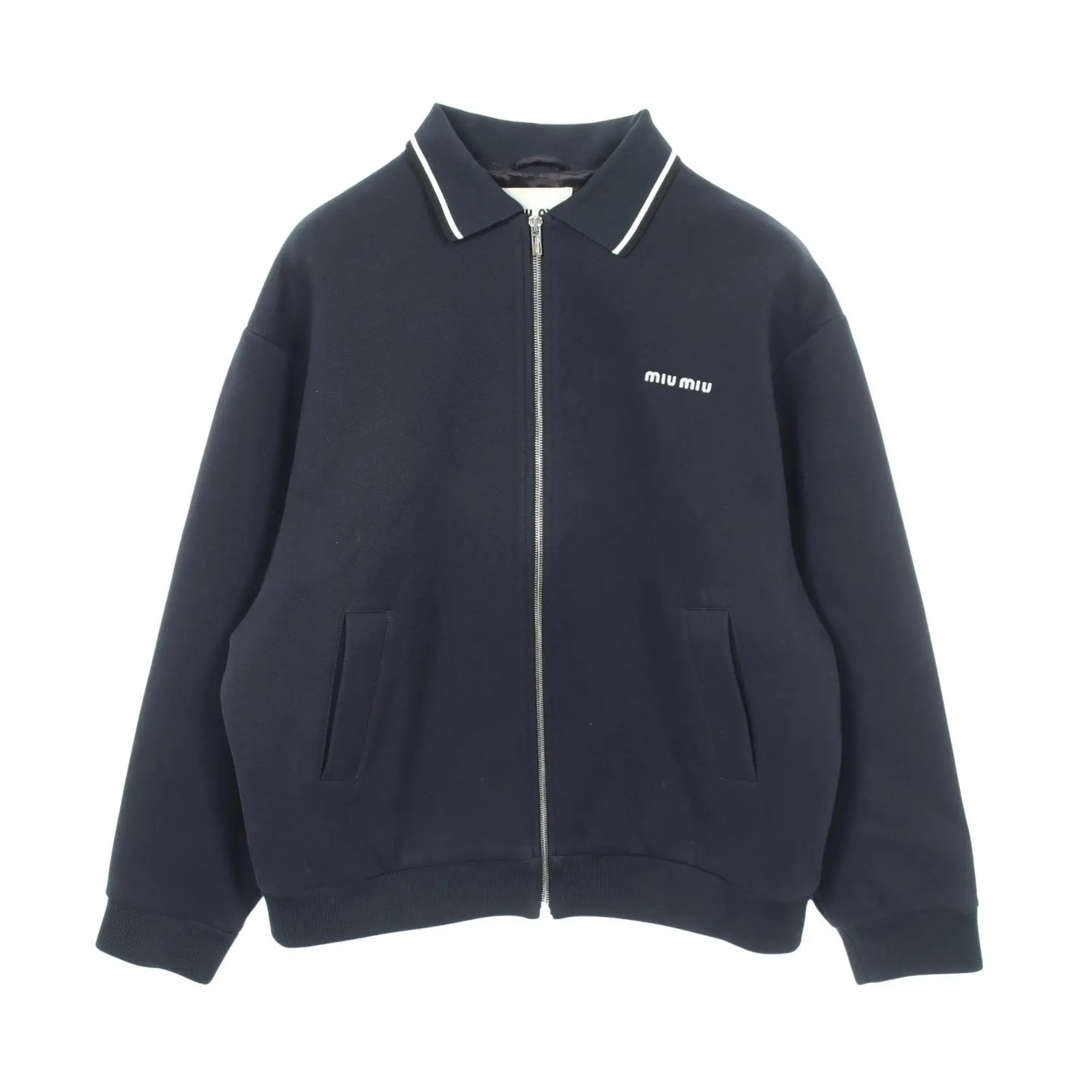 Pre-owned miu miu Cotton Small Leather Goods Bonded Pique Technical Jersey Jacket