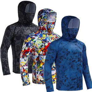 RODEEL 915 Sun Hoodie Shirts w/ Mask Neck Gaiter Men UPF 50+ UV Protection Long Sleeve Lightweight Quick Dry Moisture Wicking Breathable Cooling Activewear for Outdoor Sport Fishing Boating Hiking Roofing Construction Tree Service Gardening Landscaping