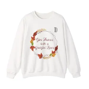 Express your gratitude with our “Give Thanks With a Grateful Heart” sweatshirt. This fall-ready Christian crewneck blends soft comfort with a beautiful autumn wreath design — a daily reminder to live with thankfulness. Perfect for cozy fall days, church e