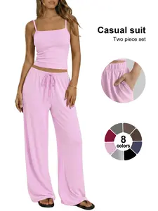 Women's 2 Piece Lounge Set Spring Outfits - Camisole Top & Wide Leg Pants
