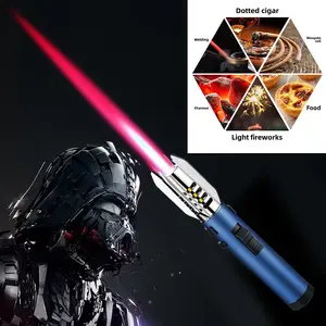Windproof Refillable butane torch lighter, 360 °   use, with adjustable flame and lock switch, turbo torch spray ignition gun, camping barbecue welding supplies, cigar tools, perfect for cooking, Halloween, Christmas, Father's Day (without butane gas)