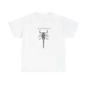 Men's Ribbed Drape Cotton Casual Menswear T-Shirt, Scorpion Illustration, "Don't Say I Didn't Warn You" Graphic Tee