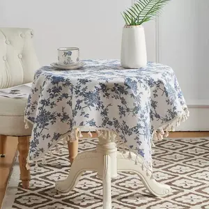 Blue Rose Square Tablecloth, Elegant Dining Room Home Decor, Perfect for Weddings & Parties, High-Quality Fabric Material