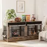 【SohoChic】ZZWHOM Steel Wood Dog Crate Furniture - Lockable Double Door Kennel with Escape-Proof Doors, Flip-Up Access, Wheels, Non-Skid Base, Minimal Assembly Required, Home Decor-Friendly for Medium to Giant Breeds (32,38,42,46,48,78in)