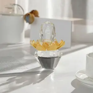 Elegant Crystal Lotus Buddha Statue Ornament, Blessing & Safety Symbol Decorative Piece, Perfect Gift for Home Decoration